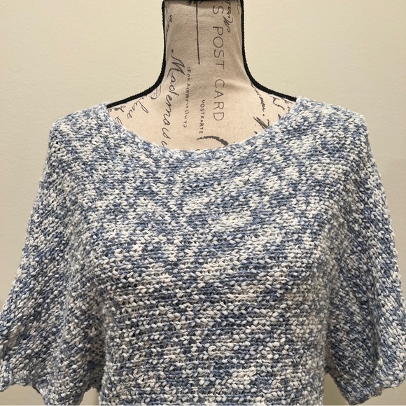 Anthropologie Project Scoop Neck Dolman Kaftan-Style Sweater Blue Open-Knit S - Picture 5 of 9